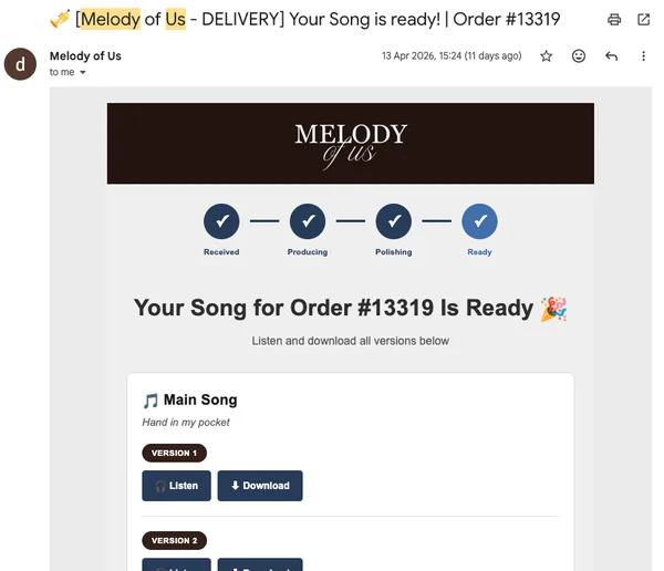 Email with the song